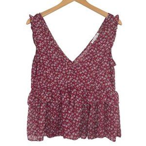 AMERICAN EAGLE OUTFITTERS Sleeveless Floral Print Ruffle Blouse Top Size…